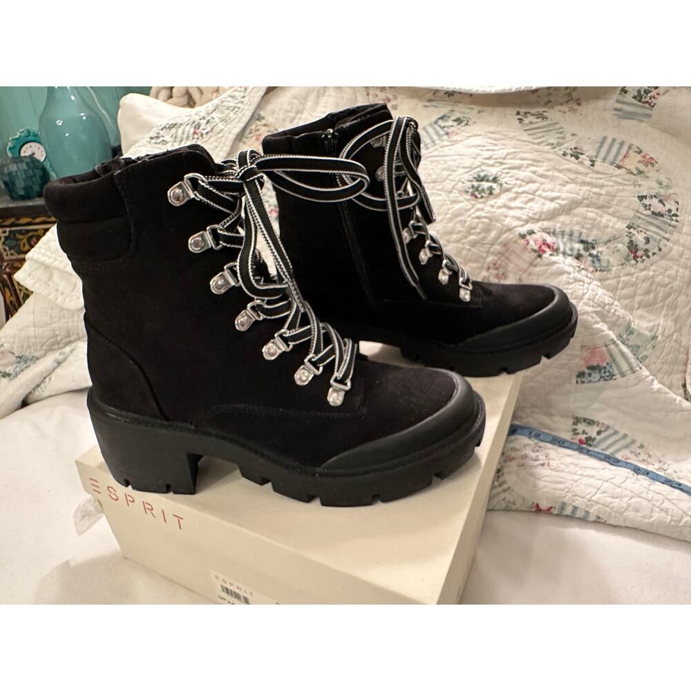 NEW IN BOX ESPRIT ESTELLE LUG SOLE COMBAT HIKING BOOTS 7.5 FESTIVAL